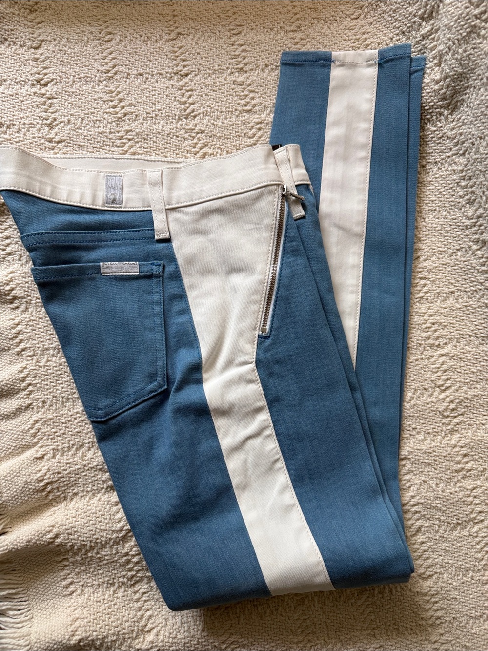 7 For All Mankind Blue Jeans with Cream Waistband